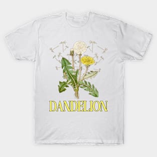 Dandelion Botanical Flower Seeds Vintage T-Shirt